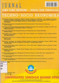 Jurnal Ilmu-Ilmu Ekonomi - Sosial dan Teknologi: Techno-Socio Ekonomika Vol. 2 (2) 2009