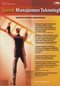 Jurnal Manajemen Teknologi : Master of Business Administration Vol. 5 Desember 2004